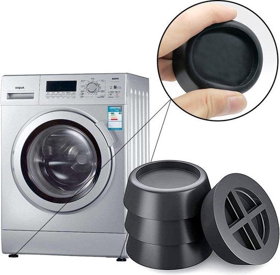 TIKKENS Amortisseurs de vibrations lave-linge/sèche-linge - Lot de 4 pièces - Tapis anti-vibrations - Pieds de sèche-linge - Amortisseur - Anti-vibrations - Caoutchouc antidérapant - Noir