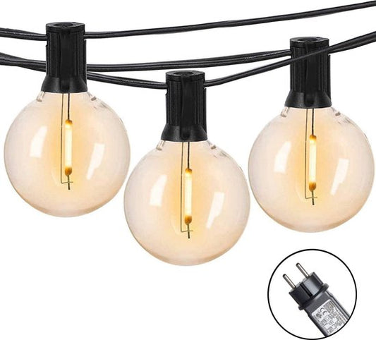 a sunny day Guirlande lumineuse d'extérieur - Guirlande lumineuse - Comprend 25 ampoules XL Led pour l'extérieur - 7,5 mètres - Cordon à piquer - Guirlande lumineuse d'intérieur - Guirlande lumineuse de jardin - Lumière blanc chaud
