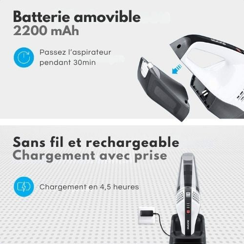 Mini aspirateur sans fil - Auronic - Aspirateur à main - Filtre HEPA - Gris foncé
