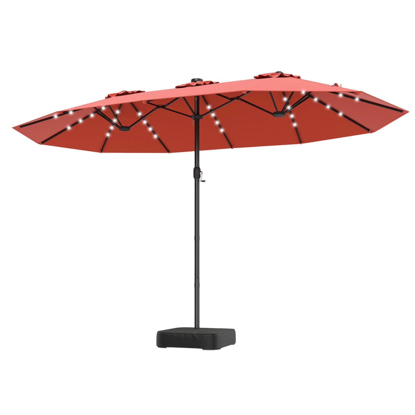 Coast 460 x 285 cm – Parasol de jardin double orange avec 48 LED à énergie solaire – Parasol extra-large avec panneau solaire à recharge automatique
