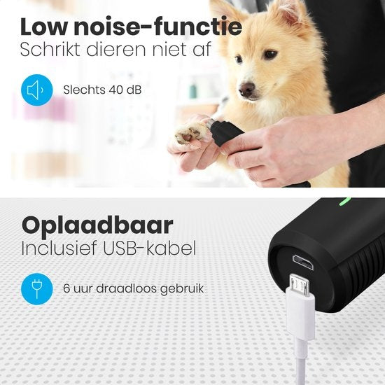 Auronic lime à ongles électrique - pour animaux - rechargeable - sans fil - tête de lime diamantée - chiens/chats - noircissement