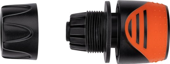BLACK+DECKER Coupleur de tuyau d'arrosage 1/2'' - Tuyaux d'arrosage ⌀13mm - Arrêt d'eau intégré - Plastique - Noir/ Orange