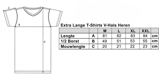 Comfort Essentials - T-shirts pour hommes - Extra Long - Navy XXL - 3 Pack - V Neck - Underhirt Men