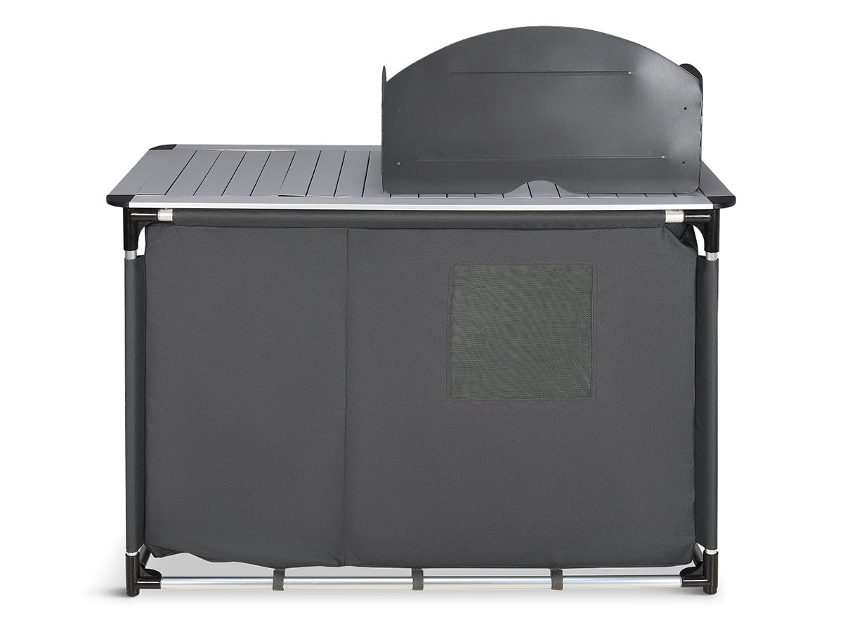 Cuisine de camping Trvlmore avec pare-vent et évier - 120 x 120 x 83 cm