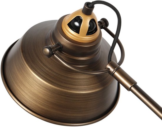 Lampe de table industrielle en bronze Nove 1321BR de Mexlite, hauteur 67 cm, avec douille E27 et structure orientable et inclinable, idéale pour un usage intérieur