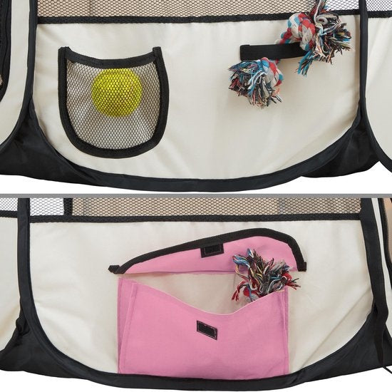Tectake Opvouwbare Puppyren - Roze - 125 x 125 x 64 cm - Incl. Draagtas