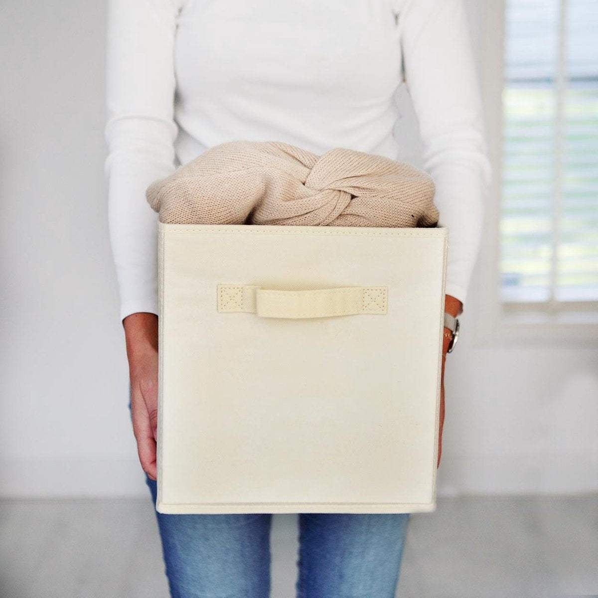 LifeGoods Organiseurs de placards - 6 pièces - 20L - Textile - Beige