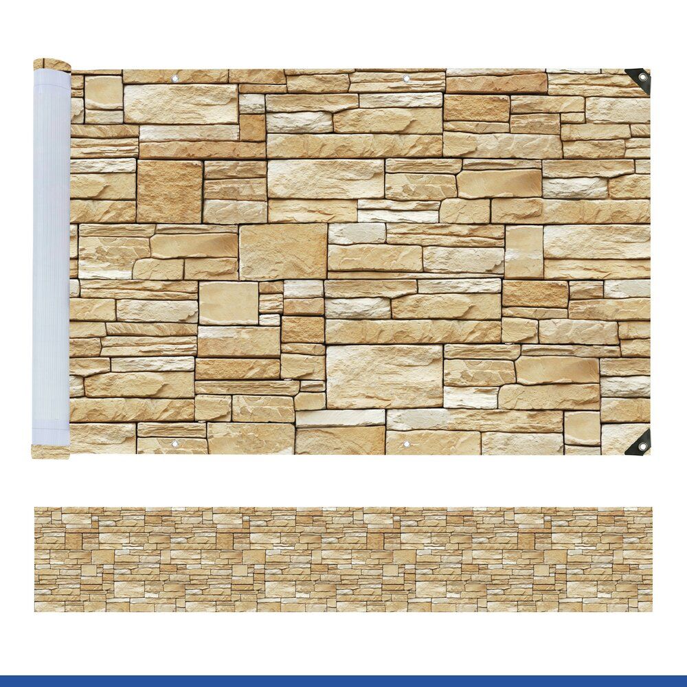 Pare-soleil de balcon Maximex, motif mural - 85 x 500 cm - Résistant aux UV et aux intempéries