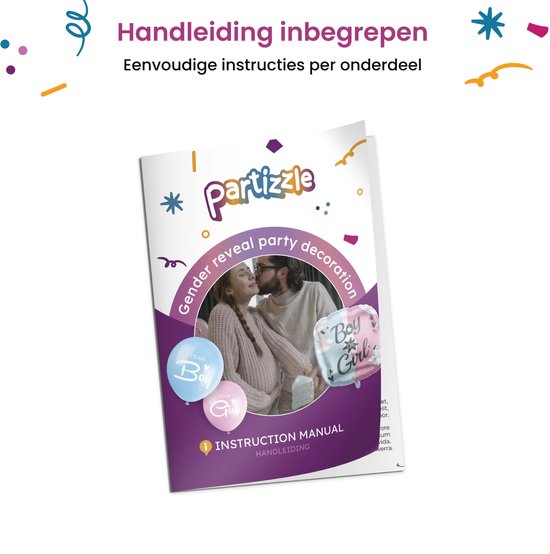 Partizzle - Décoration de fête pour la révélation du sexe - Décoration de la fête de naissance - Annonce du sexe - Garçon ou fille - XXL