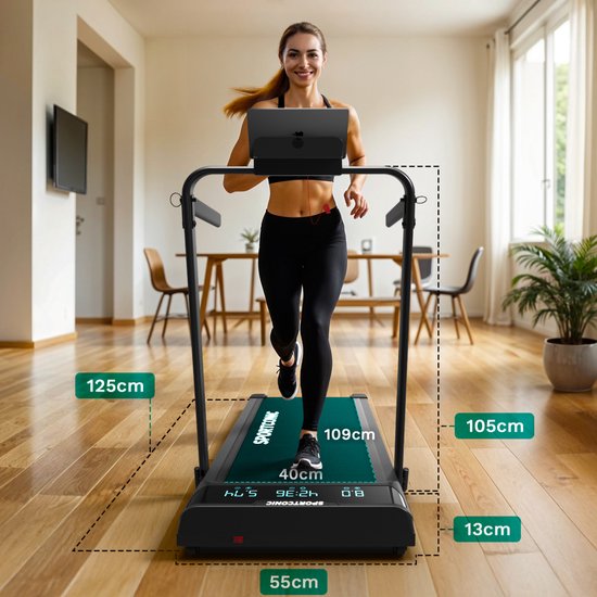 Sportconic Tapis de course 1-12km/h - Tapis de marche - Tapis de course pliable - Tapis de marche - Avec support de tablette et télécommande inclus