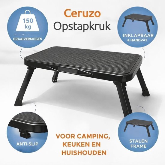 Ceruzo Marchepied pliant - Antidérapant - 150 kg - Camping Cuisine