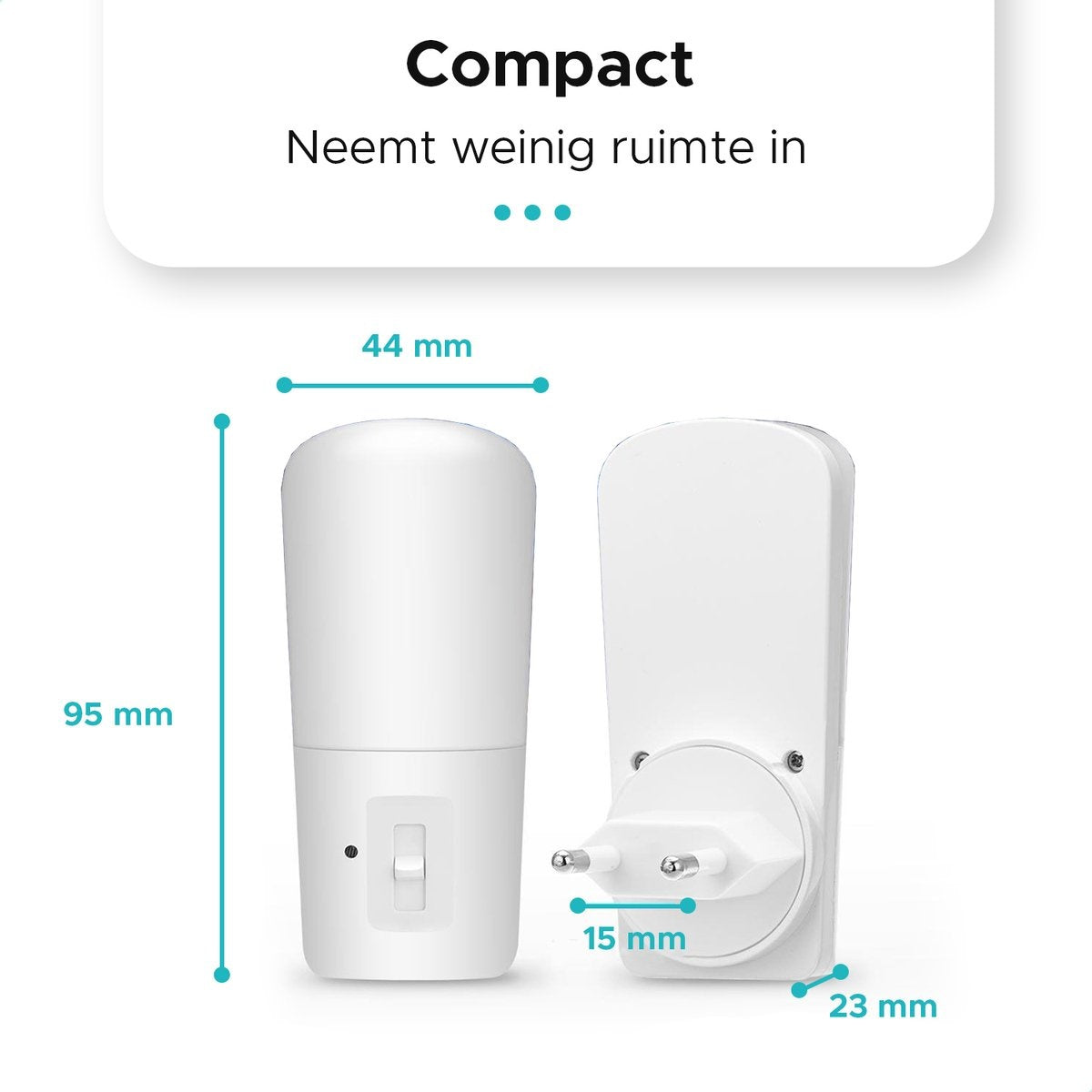 Qumax LED Night Light Socket 2 pcs - Veilleuse dimmable avec capteur - Veilleuse de chambre de bébé - Capteur jour et nuit - Enfants et bébés - Blanc