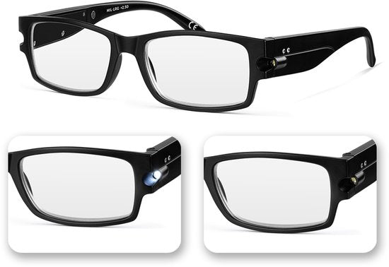 Milanoro - Lunettes de lecture pratiques avec lumières LED intégrées - Correction +2