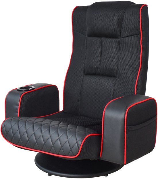 VDD Gaming - Fauteuil de gaming - Fauteuil au sol - Fauteuil de gaming noir/rouge - Fauteuil au sol réglable