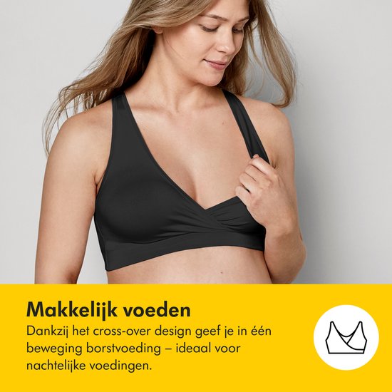 Soutien-gorge de nuit Medela Keep Cool Sleep - Soutien-gorge de nuit sans coutures - Soutien-gorge de grossesse - Soutien-gorge d'allaitement avec 2 zones respirantes - Tissu Soft Touch - Noir - Taille S
