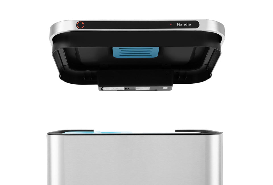 Home&Comfort Poubelle - 60L - lumière UV - acier inoxydable Gris - 36 x 42 x 82 cm