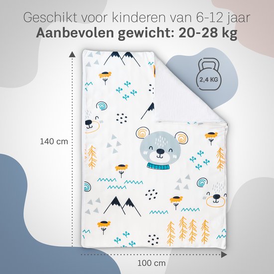 Couverture lestée CozySense® Enfant 2,4 kg - Couverture lestée - Couverture lestée avec répartition de la pression GLASS-Flow® - Housse lavable - Hypoallergénique - Pour garçons
