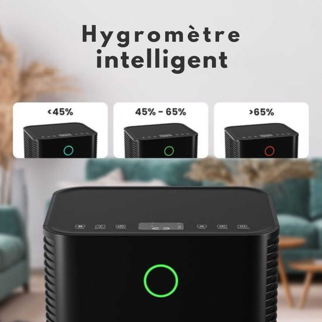 Déshumidificateur Auronic - Série compacte - 12L par jour - Fonction Lavage-Séchage - Chambre à coucher, Salle de bain et Salon - Élimination de l'humidité pour la maison - Noir