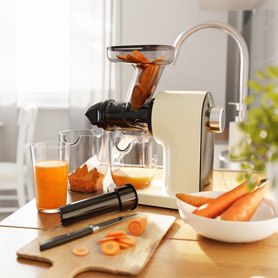 KitchenBrothers Slowjuicer - Compact - Presse-agrumes - Presse-légumes et fruits - 45 mm - 500 ml - Cadeau de fête des mères - Champagne