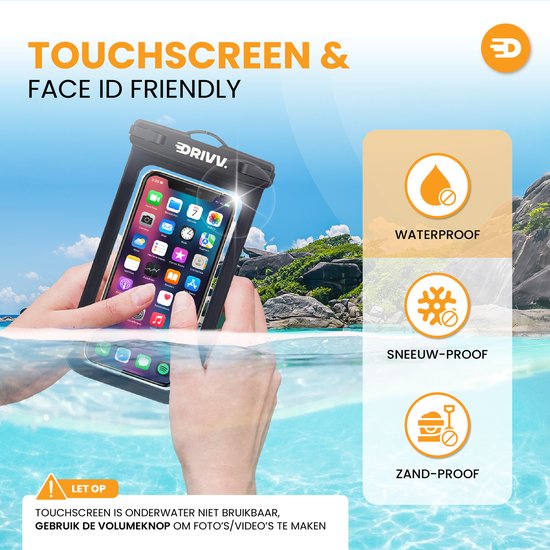 Drivv. Étui étanche pour téléphone – Lot de 2 - Double fermeture à clip - Jusqu'à 6,7 pouces – Étui sous-marin pour téléphone - Noir