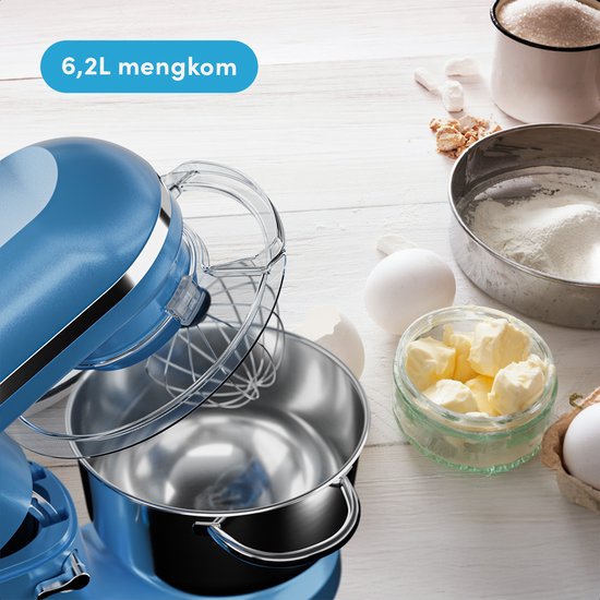 KitchenBrothers Robot de cuisine - Robot de cuisine - 6.2L - Mixeur avec bol de mixage - Mixeur de cuisine - 2000W - Bleu pastel
