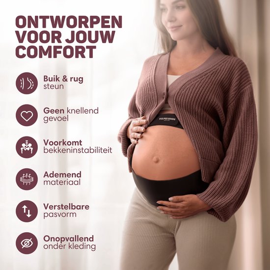Vulpes Goods® Babycare - Bande abdominale de grossesse - Ceinture de grossesse ajustable - Bande abdominale de grossesse - Invisible et respirante - Soutien abdominal et dorsal - Taille L - Bande pelvienne - Ceinture de grossesse - Soutien pelvien - Sac d
