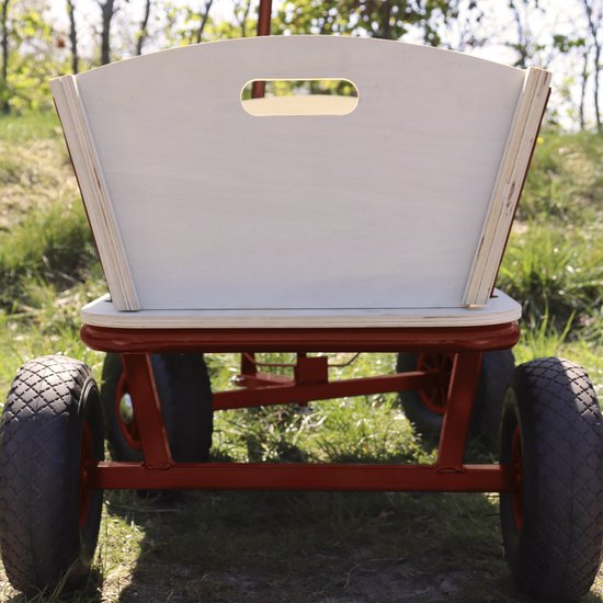 Sunny Billy Beach Wagon Chariot Rouge - Bois brut - Chariot avec pneus gonflables - 94x61x97cm