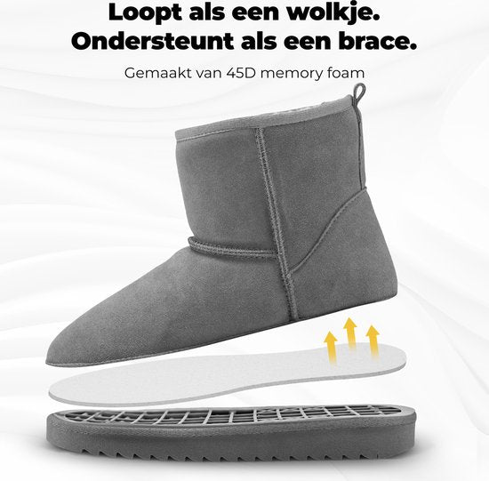 Chaussons Ladies - Chaussons - Bottes Ladies - Antidérapant - Semelle en mousse à mémoire de forme - Gris - Taille 38