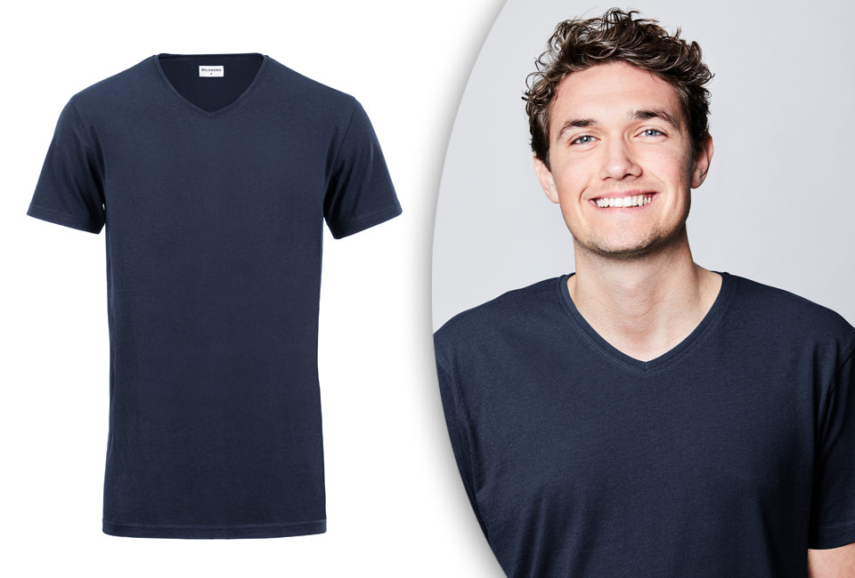 Milanoro - 2XL - T-shirt - Extra long - Pack de 4 - 100% Coton - Bleu marine