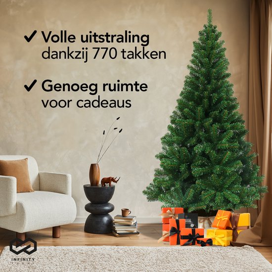 Nordlandia Artificial Christmas Tree - 210 cm - Arbre de Noël réaliste en plastique - Support en métal - Sans lumières - Vert
