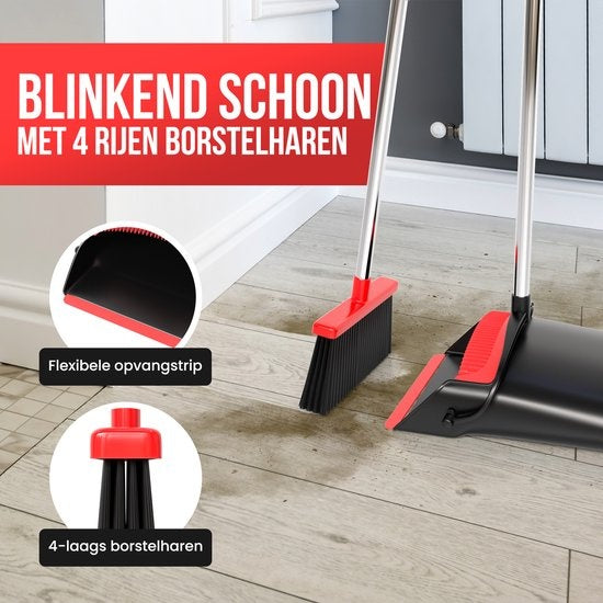 Pelle et brosse - Strex - avec long manche - réglable 87-127cm - dents de nettoyage intégrées