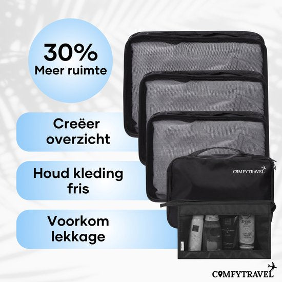 Comfytravel Packing Cubes Set - Organisateur de voyage pour valise / sac à dos - Accessoires de voyage - Imperméable / 8 pièces