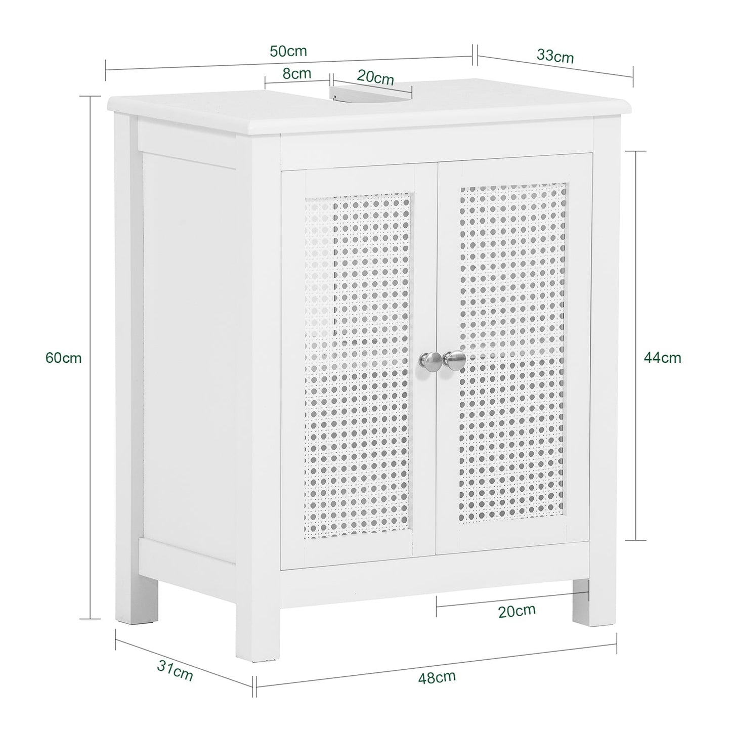 Meuble sous-lavabo SoBuy - Portes aspect treillis - 50 x 60 x 33 cm - Blanc