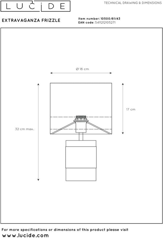 Lucide EXTRAVAGANZA FRIZZLE - Lampe de table - Ø 18 cm - 1xE14 - Marron