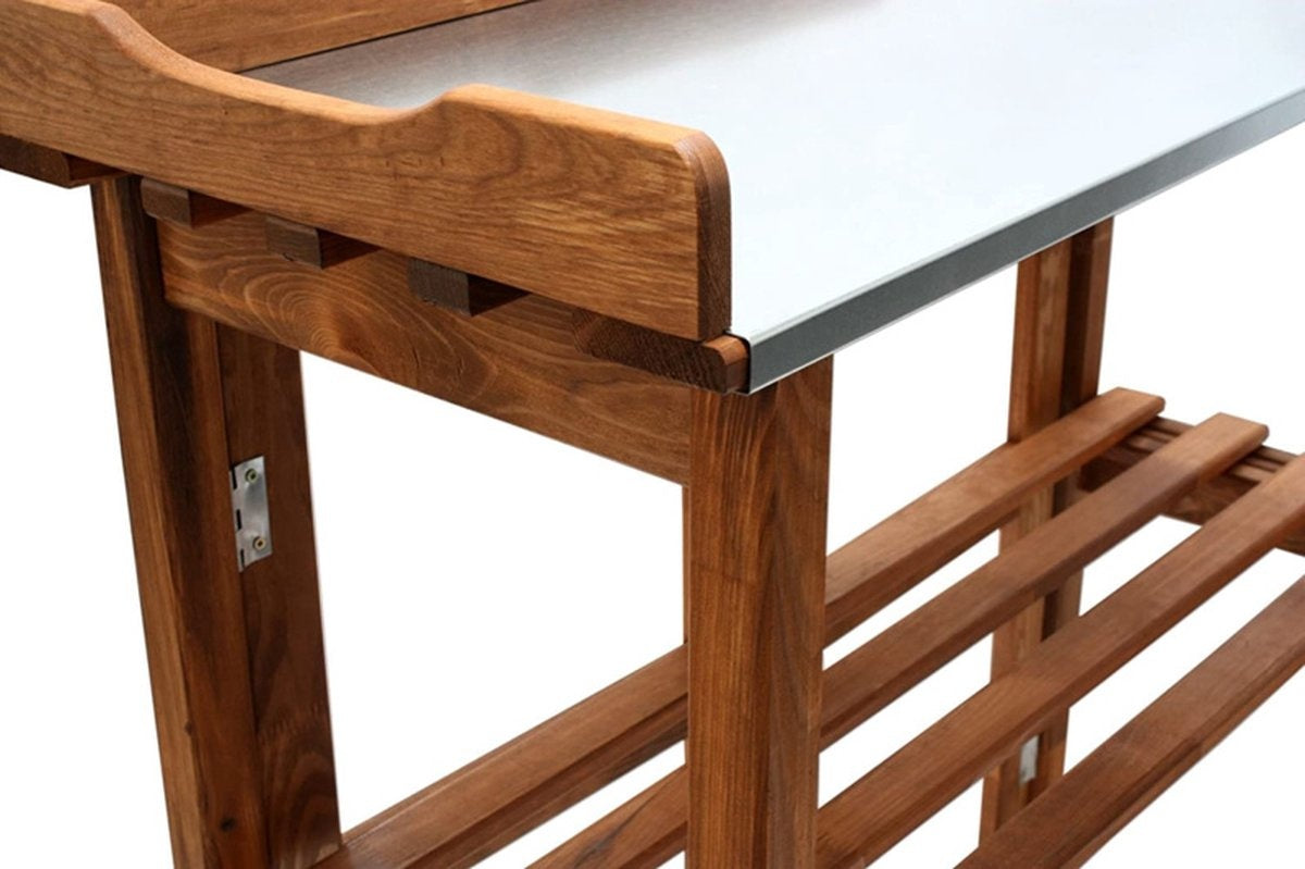 Garten Table à plantes avec feuille de zinc - Tablette en bois - Pliable - 94 x 43 x 86 cm