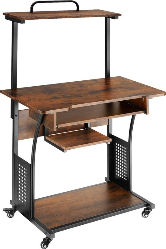 tectake - bureau mobile Fife 80 x 65,5 x 130,5cm - brun foncé industriel - 404726