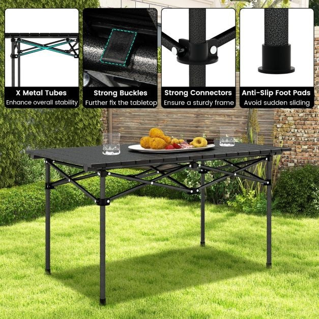 Table de camping Coast Aluminium avec sac de transport - 95 x 55 x 50 cm - Max. 60 kg - Noir