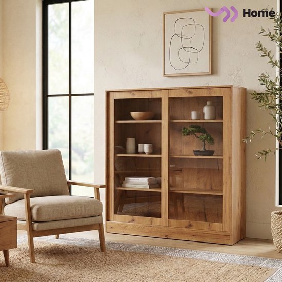 VDD Home - Vitrine en verre - Buffet - 120 x 120 x 37 - Bois