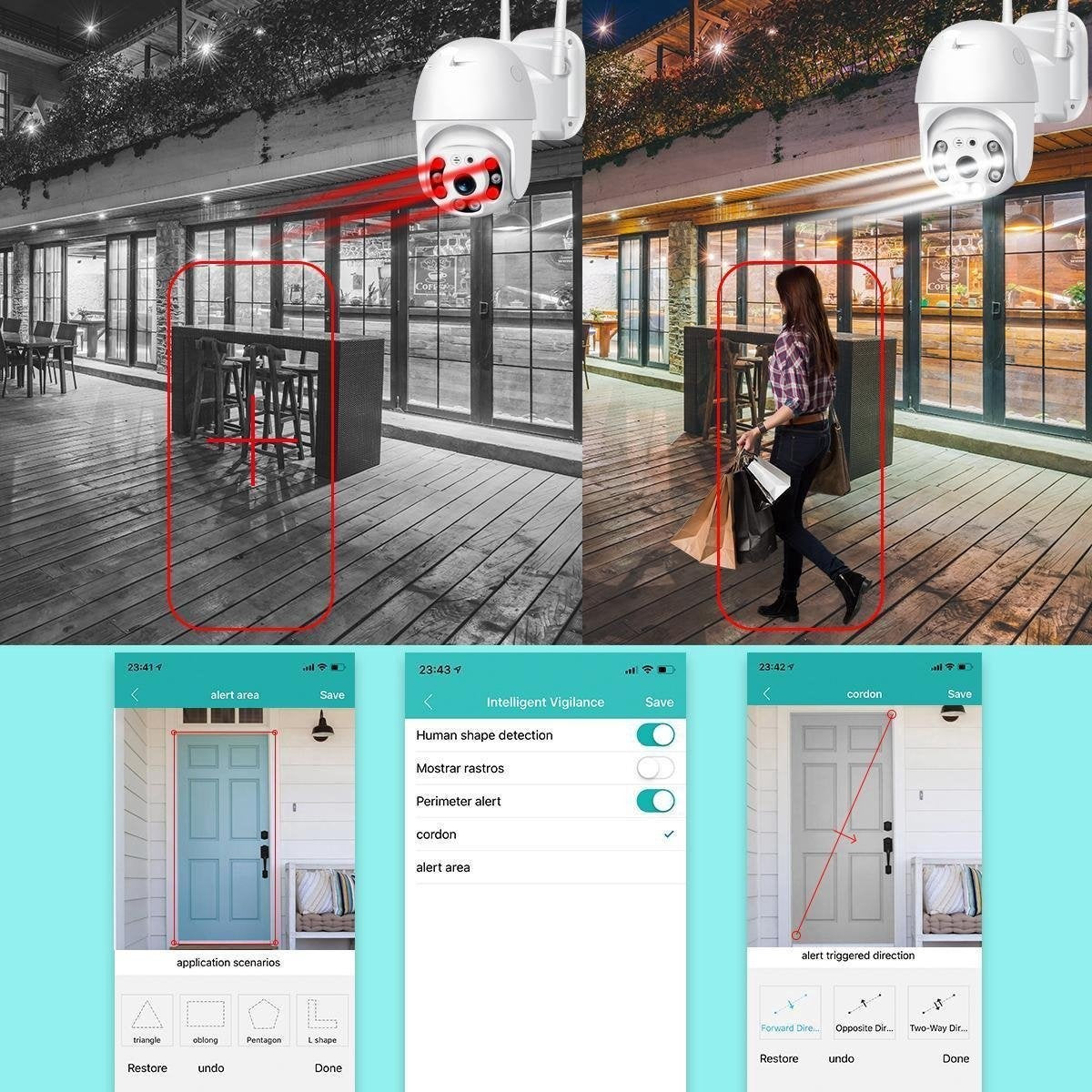 Caméra de sécurité extérieure - Fuegobird - Caméra IP - Smart Wifi Waterproof IP66 - extérieur - rotation et inclinaison - Support 2.4G/5G WIFI - 1080P