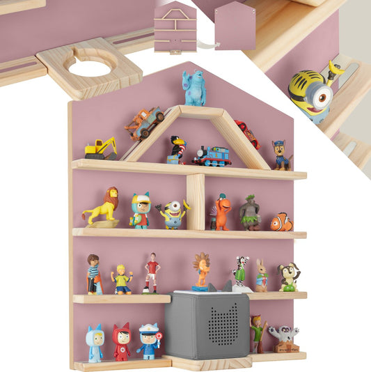 tectake Support mural Mylittle Story pour Tonies - Forme de maison - Bois - Aspect cerisier