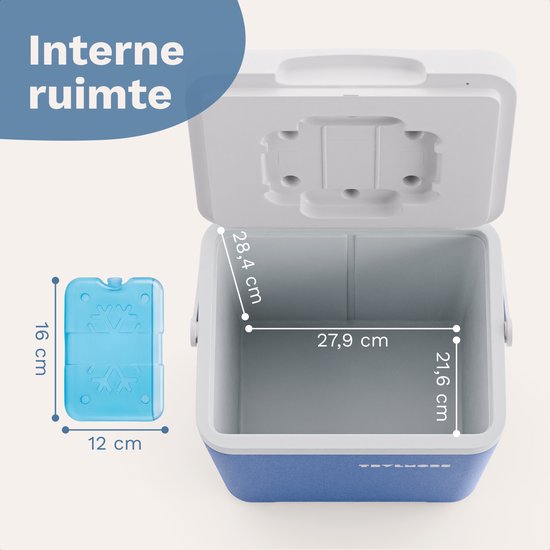 TRVLMORE Cool Box 14L - 47 heures de réfrigération - Frigobox - Elément réfrigérant inclus - Cool Box Small - Bleu