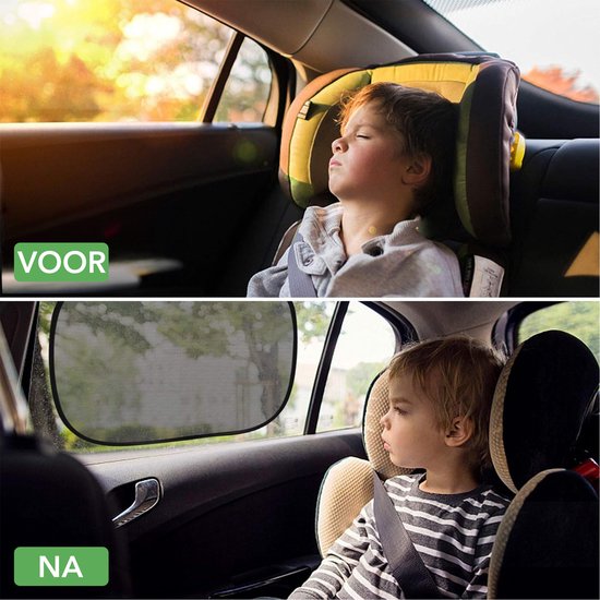 Travelhawk Sunshade Car Baby - 2 Pieces - Pare-soleil voiture - Protection UV pour bébé et enfant - Pare-soleil vitres latérales - Autocollant - Noir
