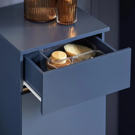 SoBuy Meuble de salle de bain avec 1 tiroir - Incluant 1 panier à linge amovible - 40x40x96 cm - Max. 25Kg - Bleu