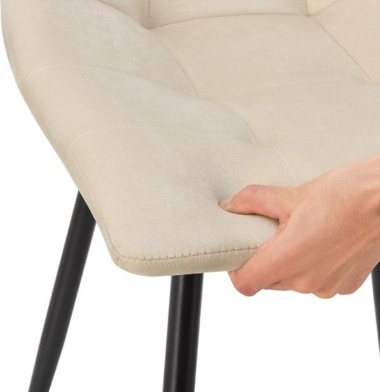 Chaises de salle à manger en acier Blanca - Lot de 2 - Beige - Velours