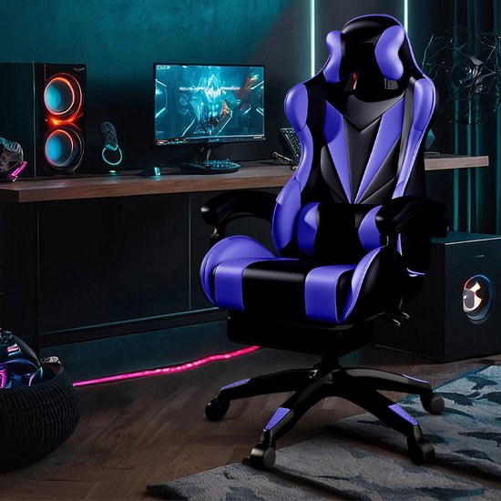 Bayt Gaming chair - Chaise gaming - Chaise gamer confort - Noir et bleu foncé