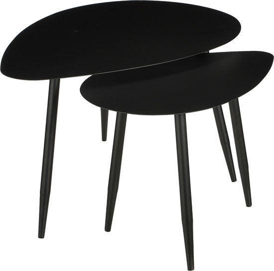 Table d'appoint Mica Decorations - Lot de 2 - L80 x L60 x H47 cm - Métal - Noir