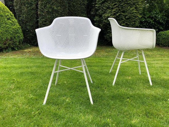 Kick Set de 4 chaises de jardin Indy White - Structure blanche - 54 x 58 x 83 cm