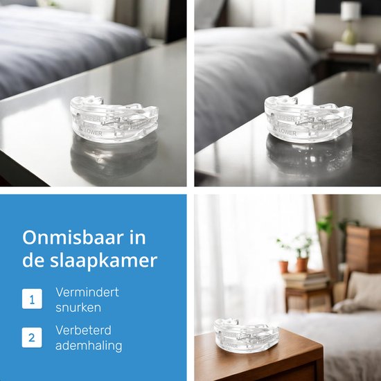 Airmaster Anti Snore Brace - Ajustable - Produits pour le sommeil - Écartement nasal - Protecteur de dentier - Ronflement - Bit - Transparent sans BPA