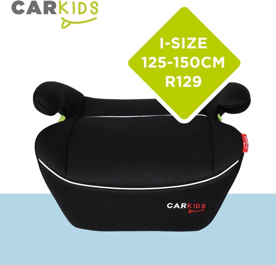 Rehausseur Carkids I-Size Alex - Conforme à la norme I-Size R-129 - Pour les enfants mesurant entre 125 et 150 cm – Housse amovible et lavable - Installation flexible – Noir/Blanc
