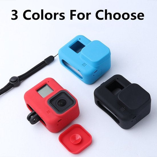 Garpex® Silicone Case for GoPro HERO 8 - Étui de protection en caoutchouc - Protection de l'objectif incluse - Noir